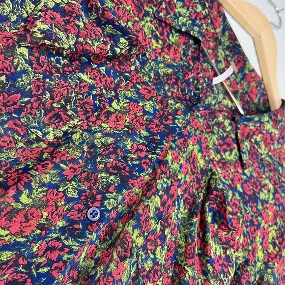 Free People‎ Blouse Easy Rider Button Front Multicolor Floral Size XS - Picture 6 of 11
